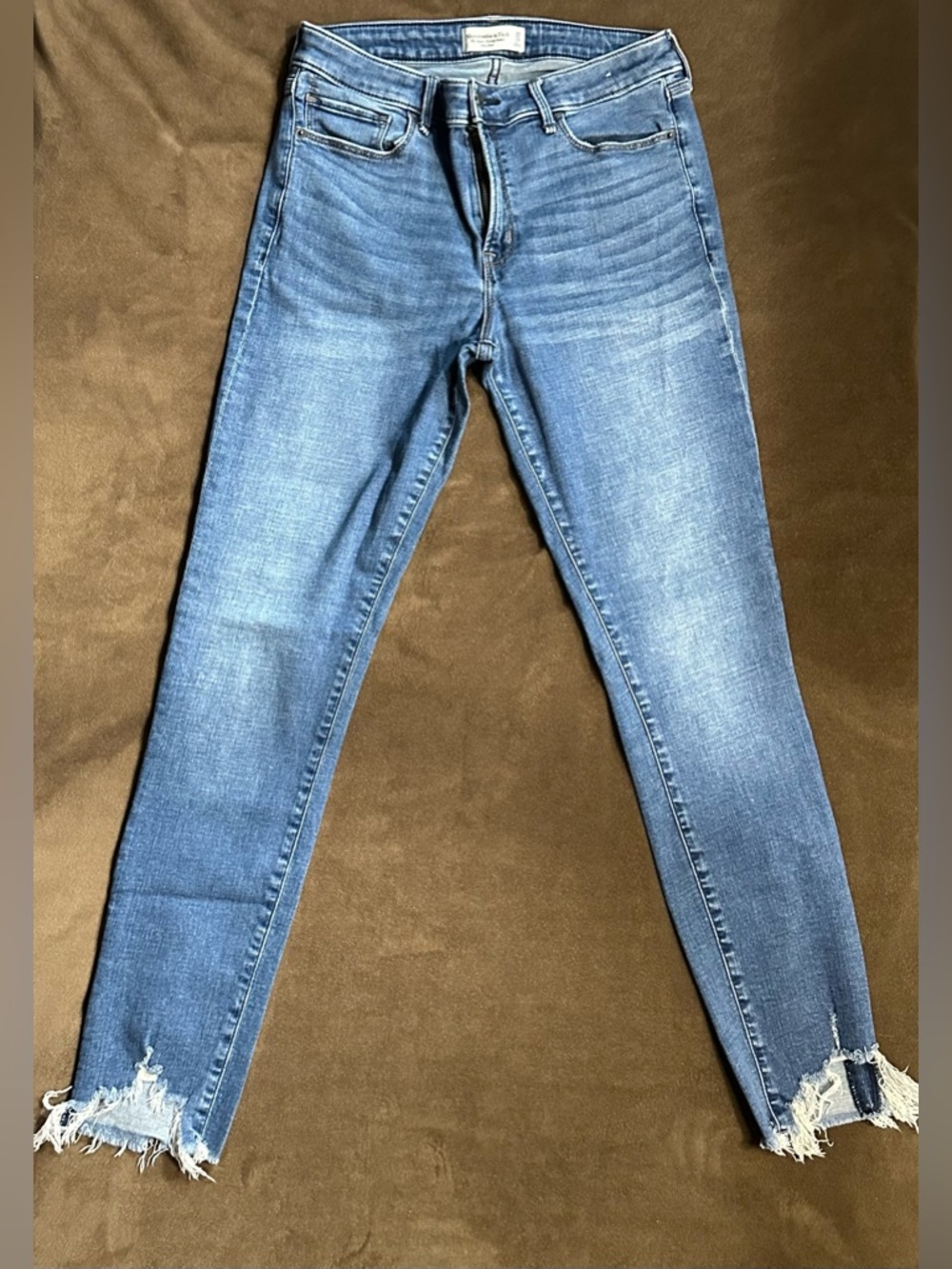 Abercrombie & Fitch Light Blue Skinny Jeans with Frayed Ankles